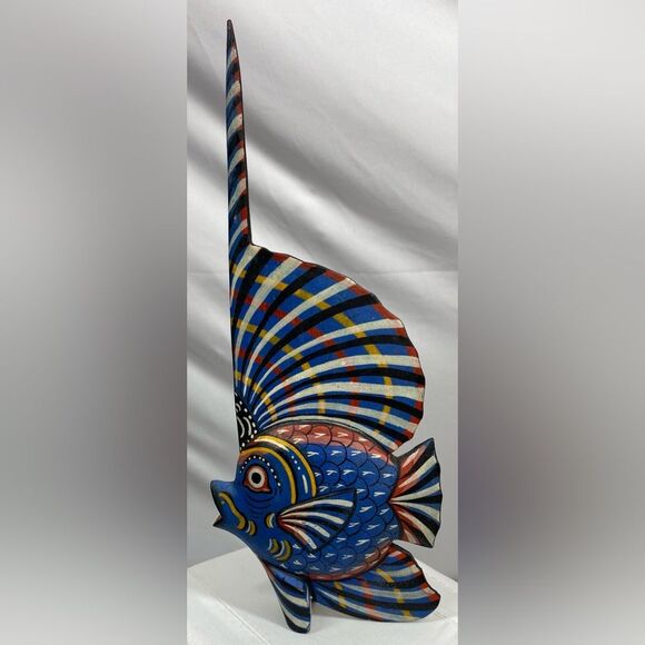 Tropical Fish Wood Folk Art Freestanding Aquatic Beach Decor Beach Ocean Nautica - Picture 1 of 7